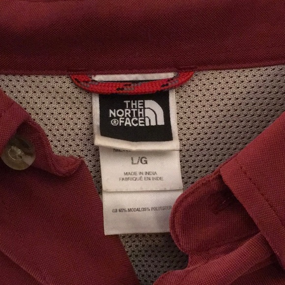 The North Face large Vintage Burgundy Mens button down long sleeve shirt - Picture 3 of 7